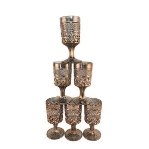 Anchor Hocking Glass Co. WEXFORD Smoke Pewter Mist Claret Cordial Goblet 4.5 inc
